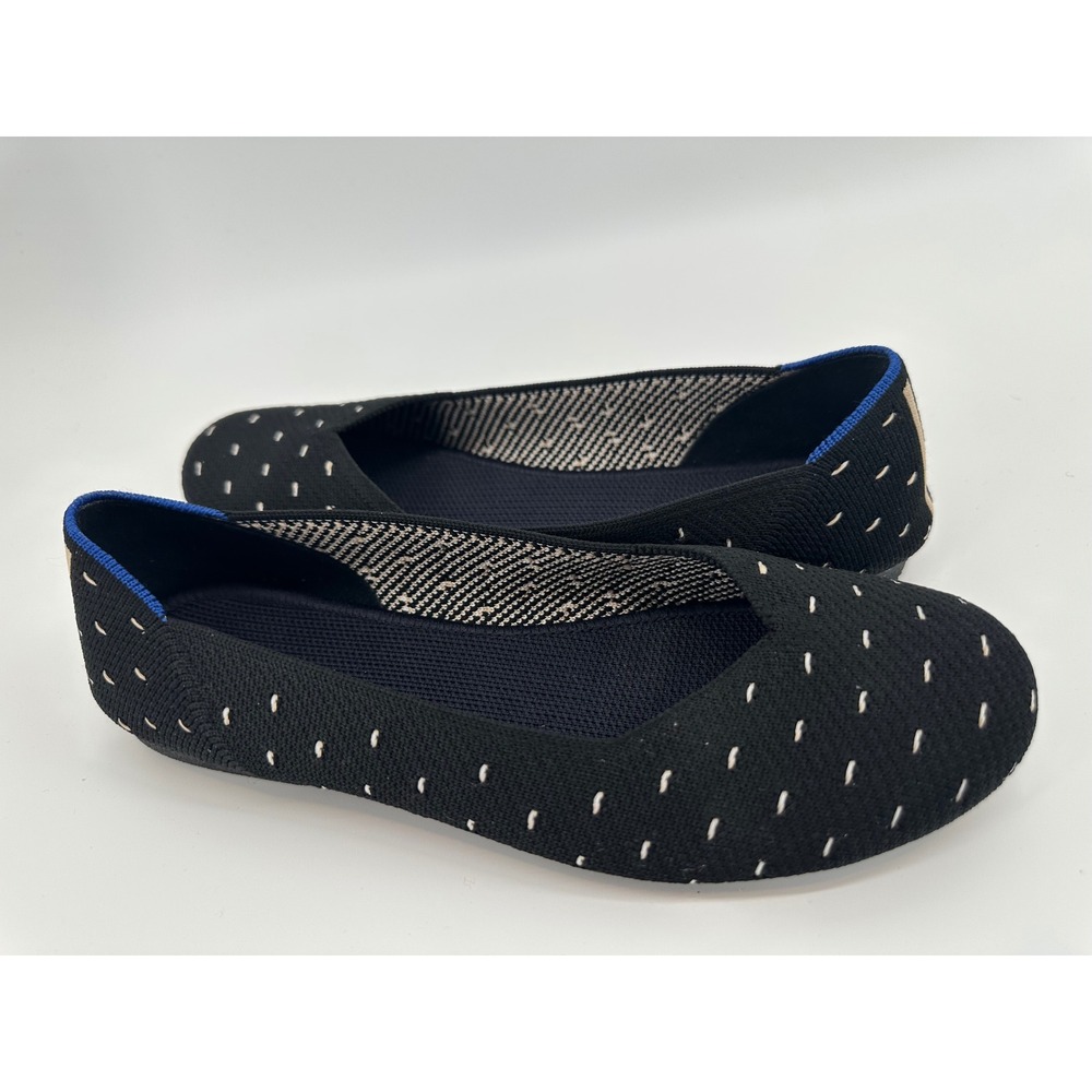 EVGLOW Black Knit Slip-On Flats Minimalist Comfortable Everyday Shoes